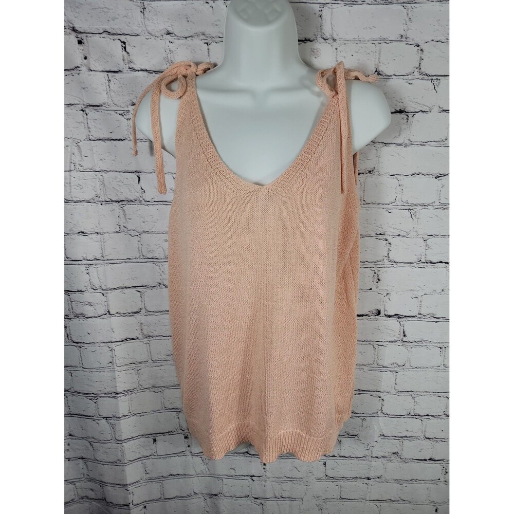 Womens Bibi Knit Sleeveless Top Size XL Salmon Color Adjustable Straps